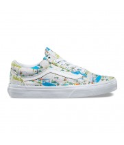 Кеды Vans Old Skool белые с голубым